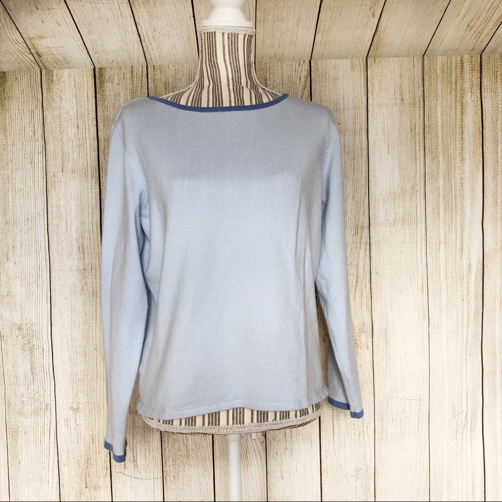 Jennifer Moore Blue Cozy Comfy Warm Large Sweater